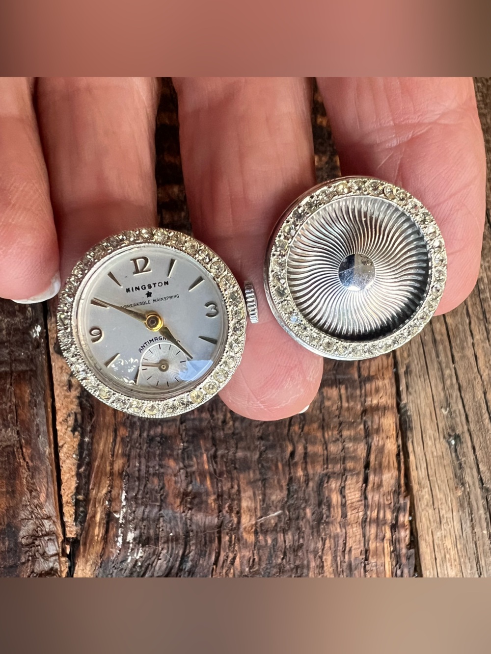 Kingston Silver Crystal Halo Watch Dial cuff links watch movement